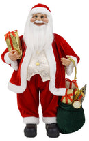 Pupazzo Babbo Natale H60 cm con Sacco e Pacco Regalo Rosso-1