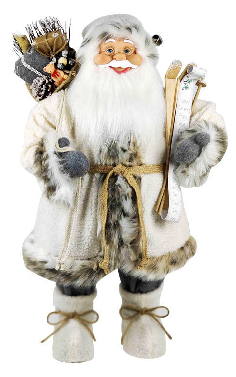 Pupazzo Babbo Natale H80 cm con Vestiti in Tessuto Bianco sconto