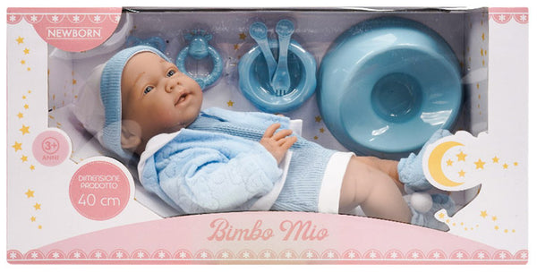 sconto Bambola Bebè Bimbo Mio H40 cm con Accessori Azzurro