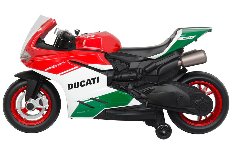 Moto Elettrica per Bambini 12V con Ducati 1299 Panigale Bianca Rossa e Verde-2