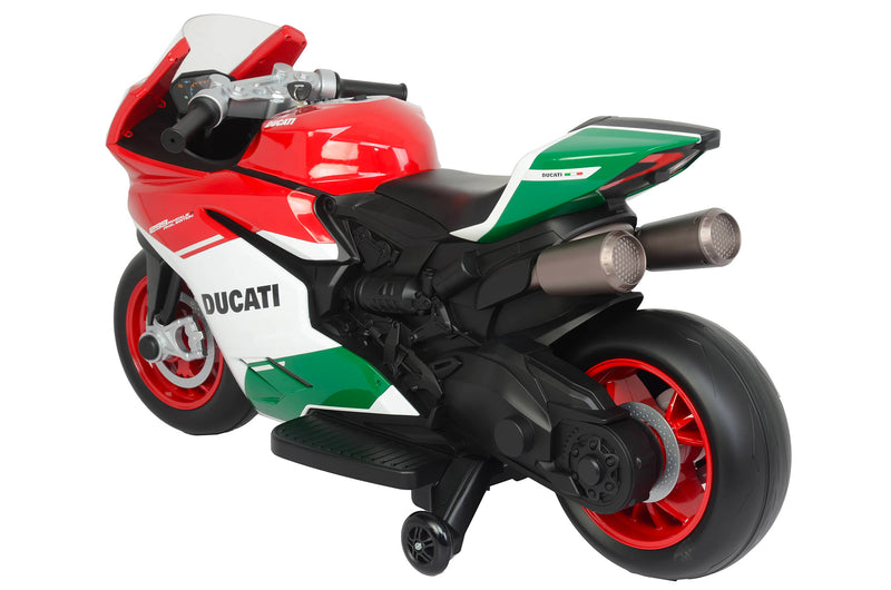 Moto Elettrica per Bambini 12V con Ducati 1299 Panigale Bianca Rossa e Verde-3