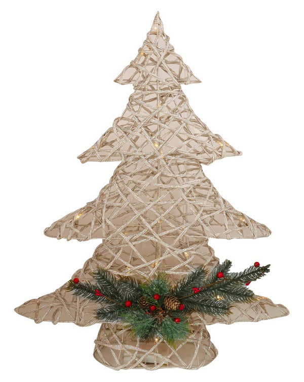 sconto Mini Albero di Natale Decorativo H60 cm con Luce LED Bianco Caldo