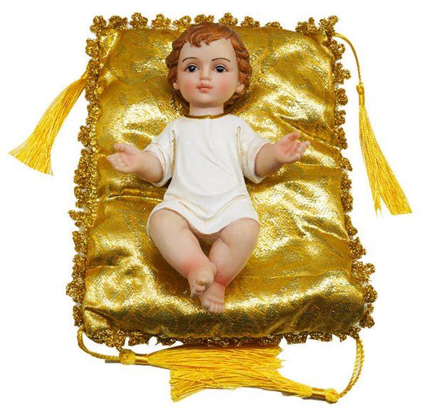 Gesù Bambino 15 cm in Resina con Cuscino Dorato acquista
