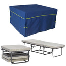 Pouf Letto Trasformabile Pieghevole con Materasso Rivestimento Blu-1