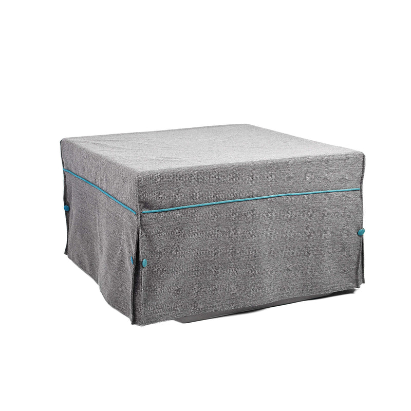 Pouf Letto Trasformabile Pieghevole con Materasso Rivestimento Grigio-2