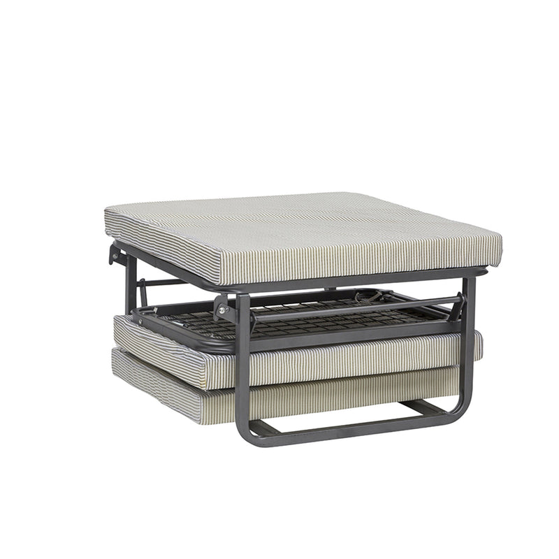 Pouf Letto Trasformabile Pieghevole con Materasso Rivestimento Grigio-3