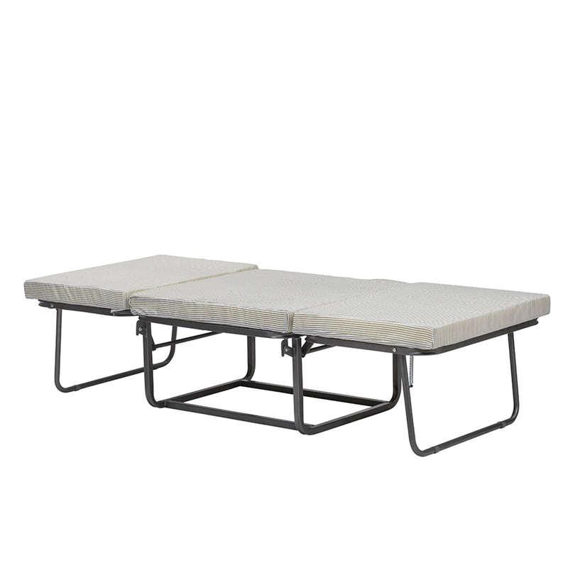 Pouf Letto Trasformabile Pieghevole con Materasso Rivestimento Grigio-7