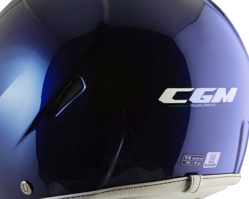 Casco Demi-Jet per Bambini Visiera Sagomata CGM Magic Smile 205S Blu Metallizzato Varie Misure-3