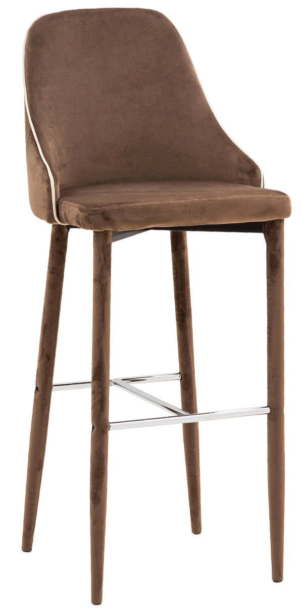 online Sgabello Alto 45x50x110 cm in Tessuto Vellutato New Plana Plus Cappuccino