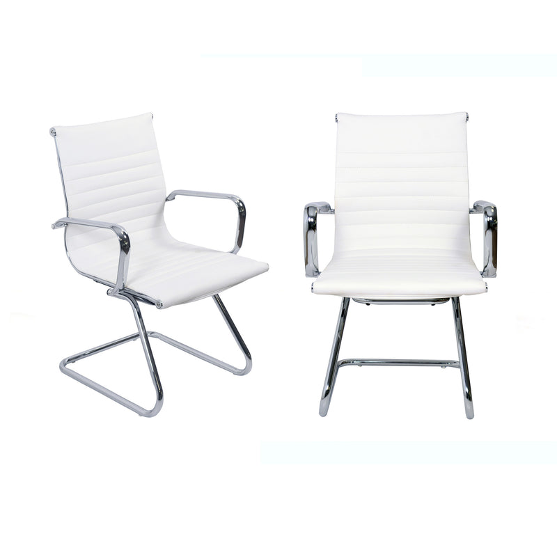 Sedia Poltrona Attesa da Ufficio in Similpelle Akka Bianca-5