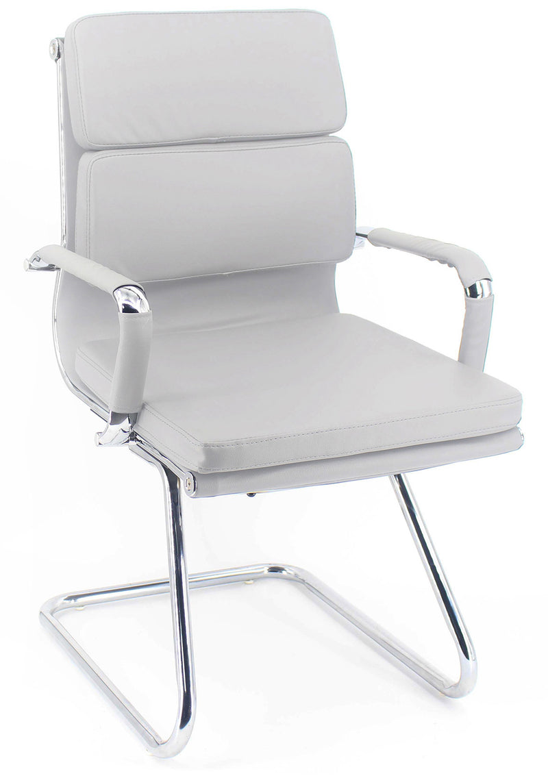 Sedia Poltrona Attesa da Ufficio in Similpelle Mito Bianca-1