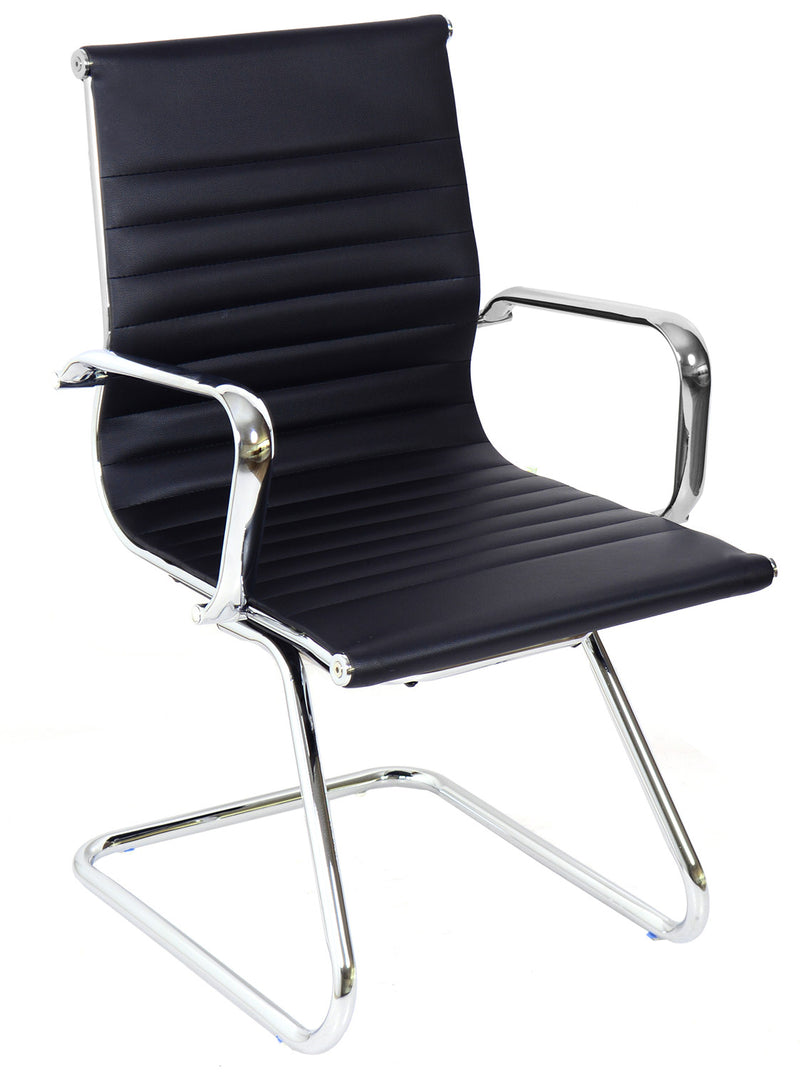 Sedia Poltrona Attesa da Ufficio in Similpelle Akka Nera-1