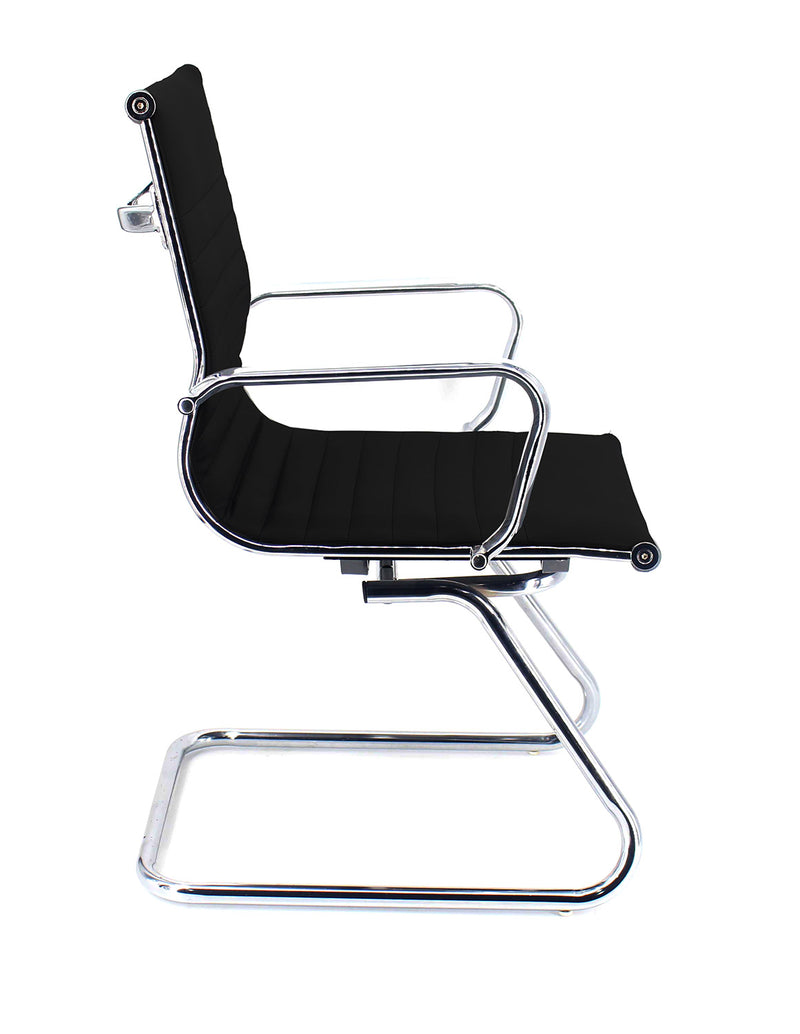 Sedia Poltrona Attesa da Ufficio in Similpelle Akka Nera-2