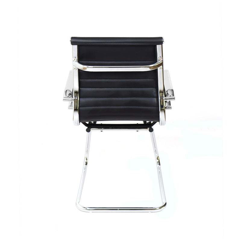 Sedia Poltrona Attesa da Ufficio in Similpelle Akka Nera-3