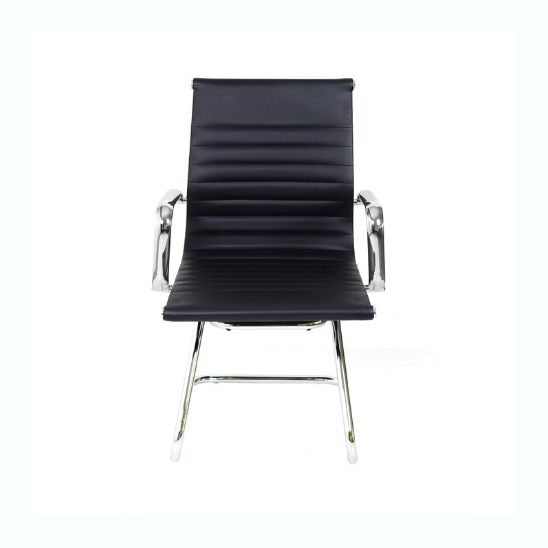 Sedia Poltrona Attesa da Ufficio in Similpelle Akka Nera-5