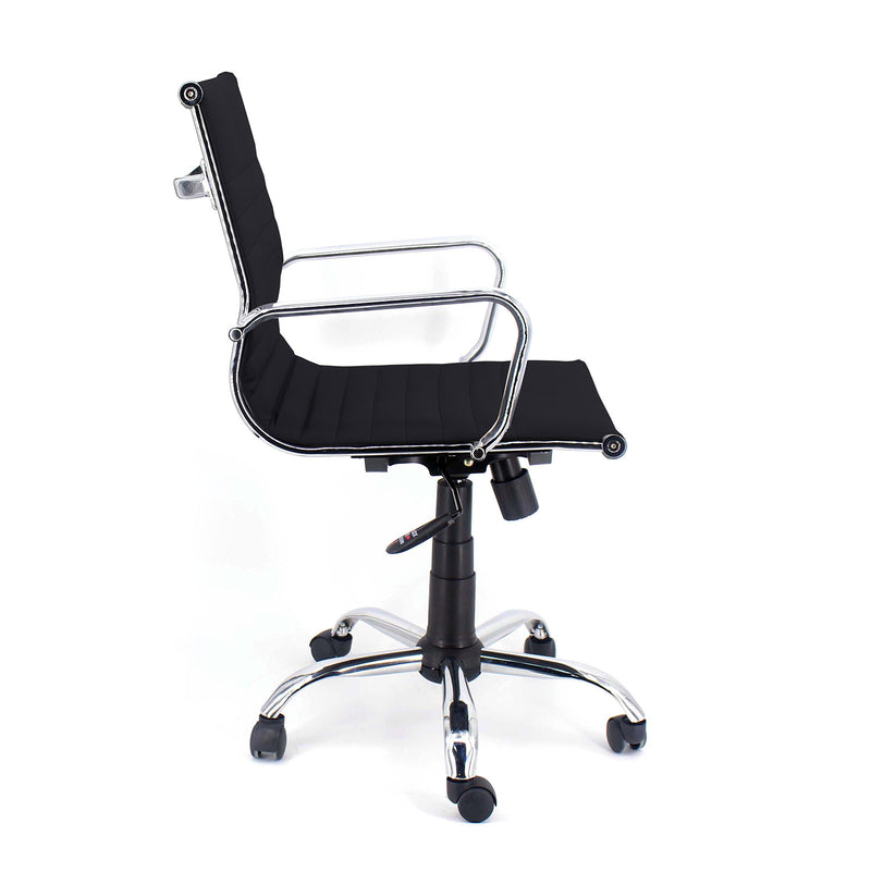 Sedia Poltrona Direzionale da Ufficio in Similpelle Akka Nera-4