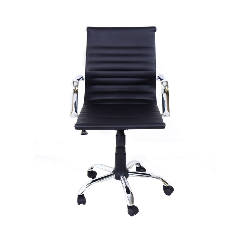 Sedia Poltrona Direzionale da Ufficio in Similpelle Akka Nera-5