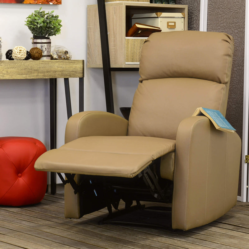 Poltrona Relax Reclinabile Manuale Rivestimento in Similpelle Spike a Cappuccino-3