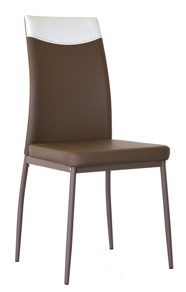 Sedia Jet 50x44x96 cm in Similpelle Cappuccino Jet con Fascia Bianca acquista