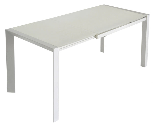 sconto Tavolo Allungabile 75,5x80x123/183 cm in Metallo Piano in Vetro Temperato Seller Bianco