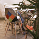 Sedia Imbottita 85x45x42 cm in Tessuto Stile Patchwork Neon 3-4