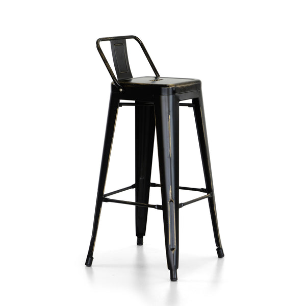 sconto Sgabello Stile Industrial 31x31x95 cm Nero Anticato