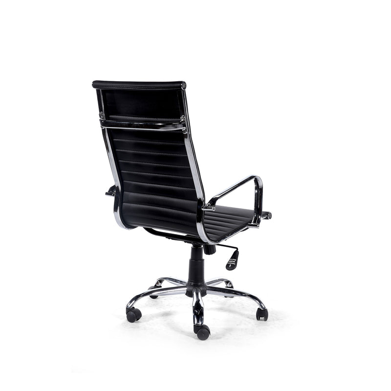 Sedia Poltrona Presidenziale da Ufficio in Similpelle Akka Nera-3