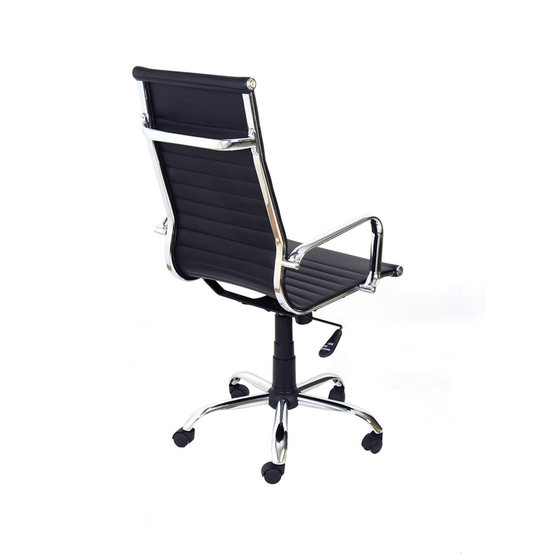 Sedia Poltrona Presidenziale da Ufficio in Similpelle Akka Nera-5