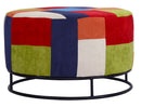 Pouf Rotondo Ø80x51 cm in Tessuto Patchwork XXL-1