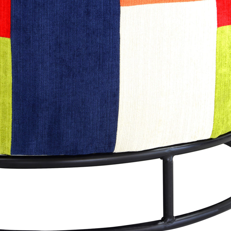 Pouf Rotondo Ø80x51 cm in Tessuto Patchwork XXL-2