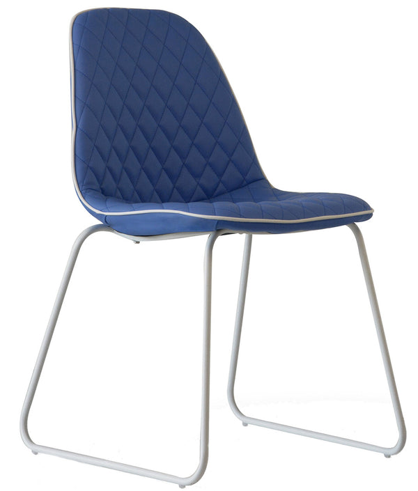 Sedia Imbottita 45,5x55x83 cm in Similpelle Trapuntato Brenda Blu prezzo