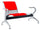 Panca per Sala Attesa 1 Posto da Ufficio con Cuscino e Tavolino in Acciaio e Similpelle Argento/Rosso