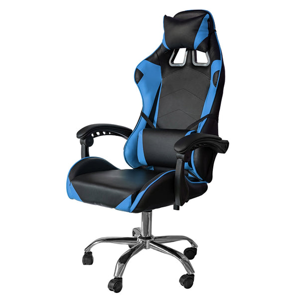 Sedia da Gaming Ergonomica 64x53x122-133 cm con Supporto Lombare e Poggiatesta in Similpelle Blu acquista