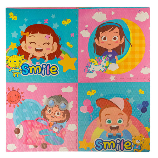 sconto Tappeto Puzzle per Bambini 4 Pezzi 60x60 cm Smile Multicolore