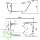 Vasca da Bagno Tradizionale Ellittica 170X80 cm Piedi Dorati Carnelli Margherita Nera-5