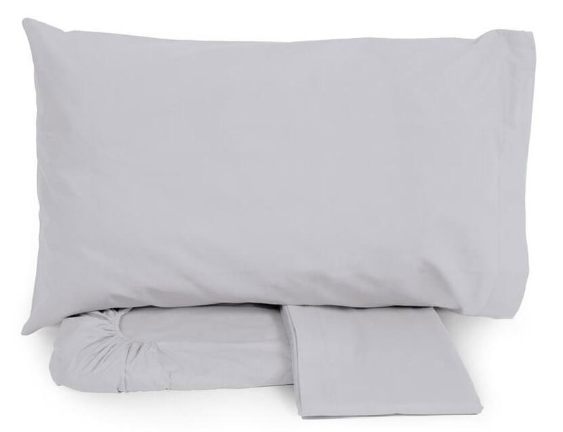 Set Lenzuola Cotone 1 Piazza e Mezzo Sopra Sotto con Angoli e Federe Neith Silver Grigio-1