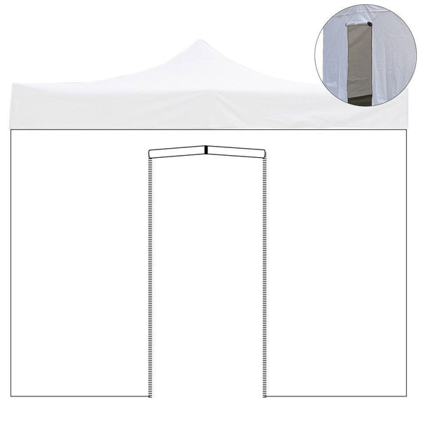 Telo di Ricambio Laterale per Gazebo Pieghevole 4,5x2m Impermeabile con Porta Avvolgibile Bianco sconto