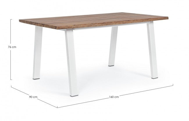 Tavolo da Pranzo 160x90x76 cm in Acciaio e Legno-2