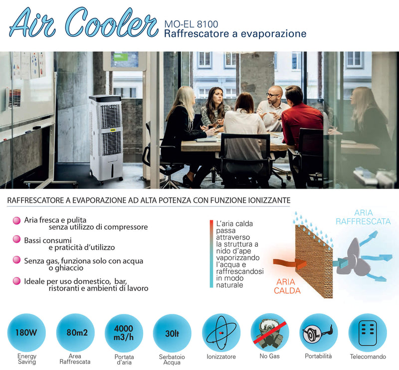 Raffrescatore Ventilatore con Ghiaccio 180W Moel Air Cooler Bianco-3