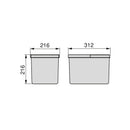 Pattumiera Differenziata Contenitore per Cassettone 31,2x21,6 cm H21,6 cm Emuca Grigio antracite-3