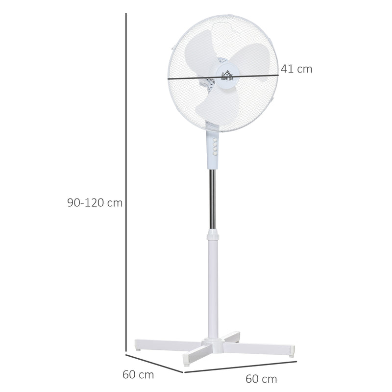 Ventilatore a Piantana 60x60x90-120 cm 3 Velocità Bianco-3