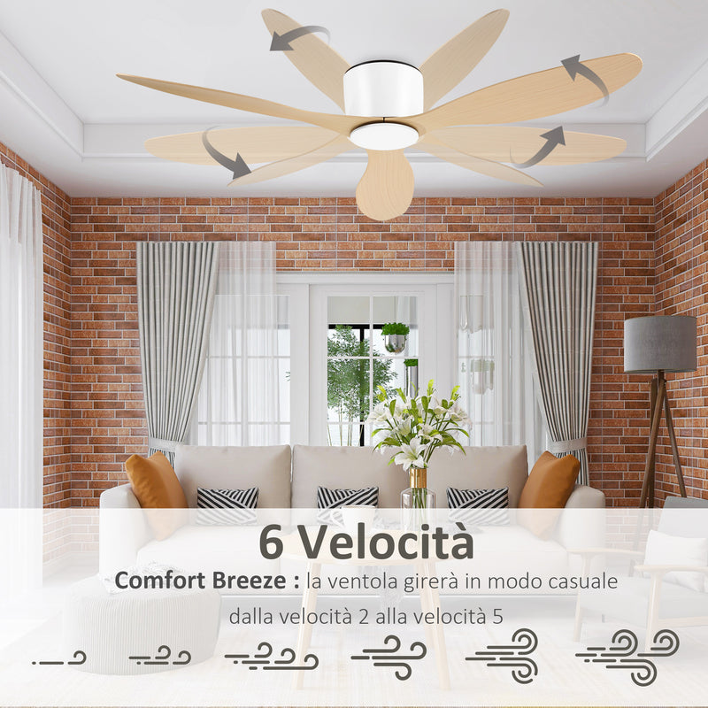 Ventilatore a Soffitto in legno con Luce e Wifi VSLL1320