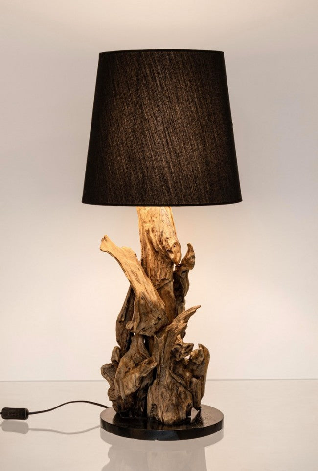 Lampada da Tavolo Ø35x82 cm E27 in Legno e Acciaio Pralume in Cotone Nero –  acquista su Giordano Shop