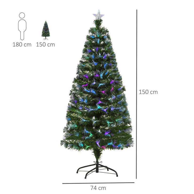 Albero di Natale Artificiale 150 cm in Fibra Ottica Foltissimo con 180 LED -3