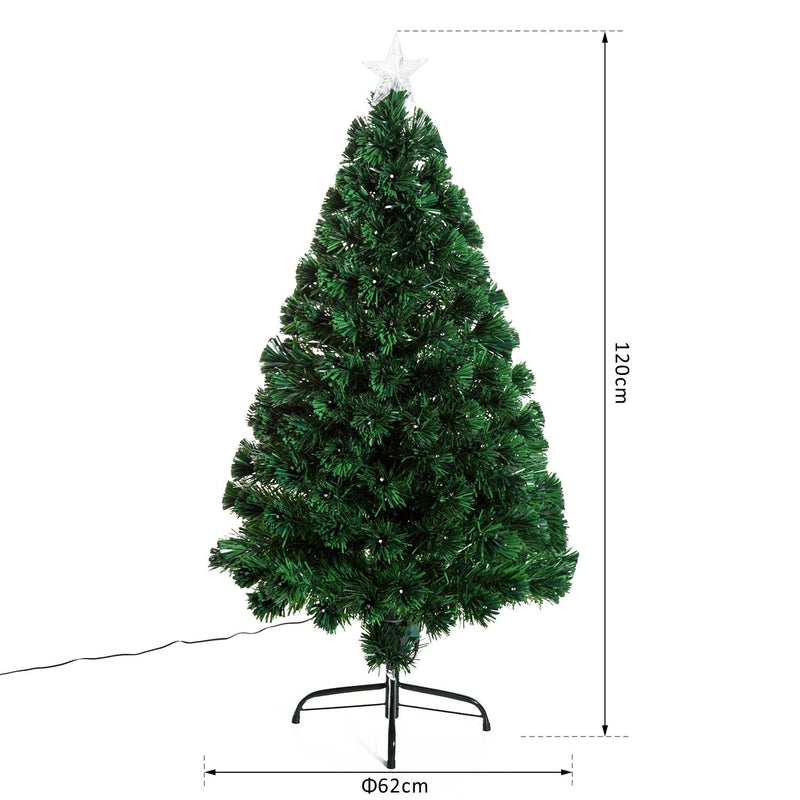 Albero di Natale Artificiale 120 cm 130 Rami in PVC con LED Verde -3