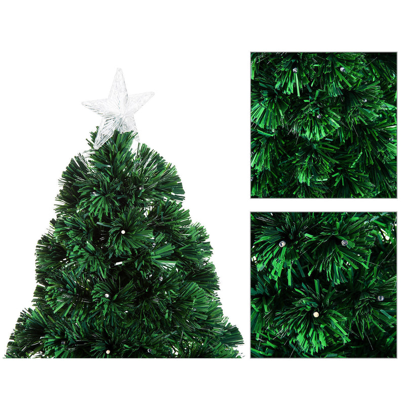Albero di Natale Artificiale 120 cm 130 Rami in PVC con LED Verde -7