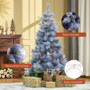 Albero di Natale Artificiale 150 cm 222 Rami con Foglie Argentate e Bacche Rosse-4