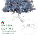 Albero di Natale Artificiale 150 cm 222 Rami con Foglie Argentate e Bacche Rosse-6