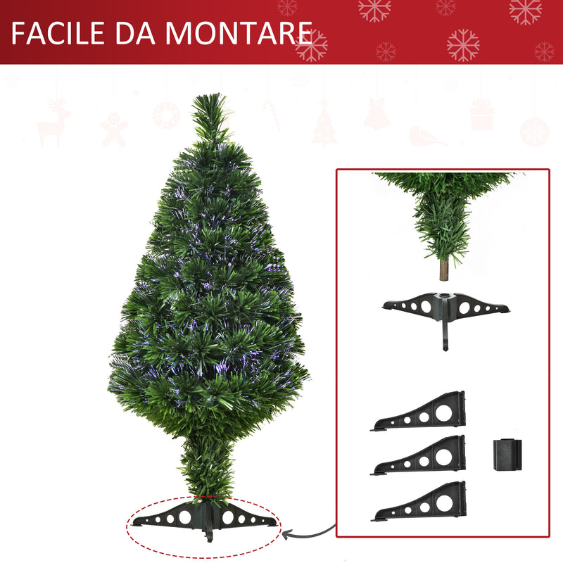 Albero di Natale Artificiale 90 cm 90 Rami in PVC e Fibra Ottica Verde -5