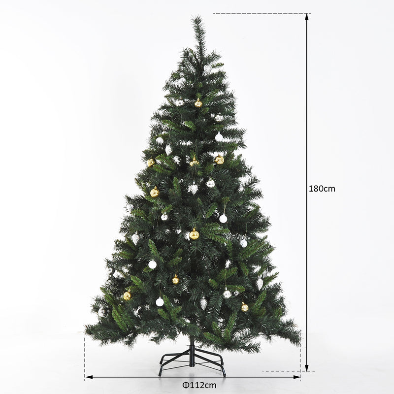 Albero di Natale Artificiale 180 cm 200 LED e Palline Decorative Verde -4